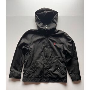 Polo Ralph Lauren Fleece Lined FullZip Jacket Hood Pockets Black Boy Size Small